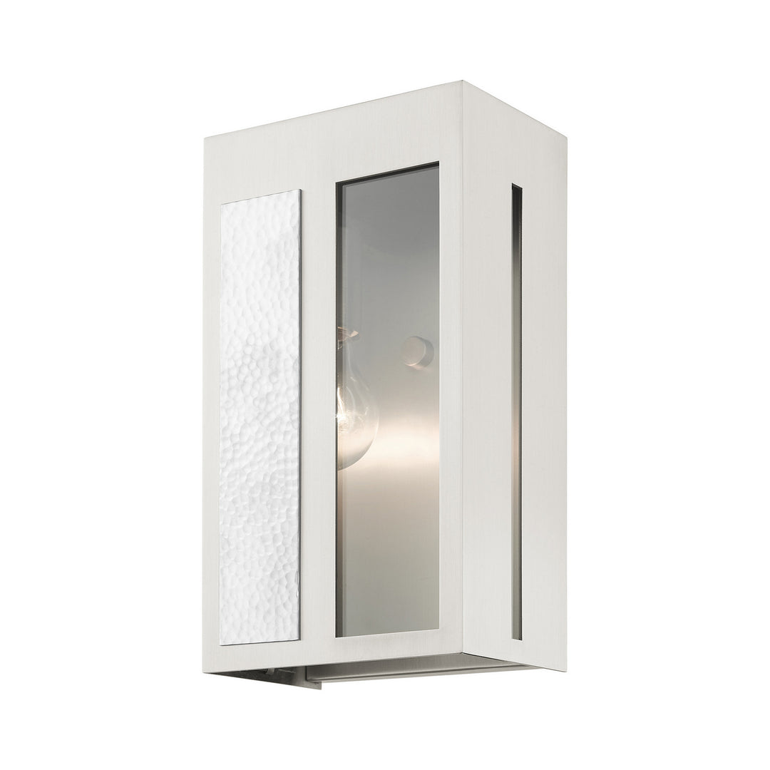 Livex Lighting 27412-91  Lafayette Outdoor Brushed Nickel W/ Hammered Polished Nickel Panels
