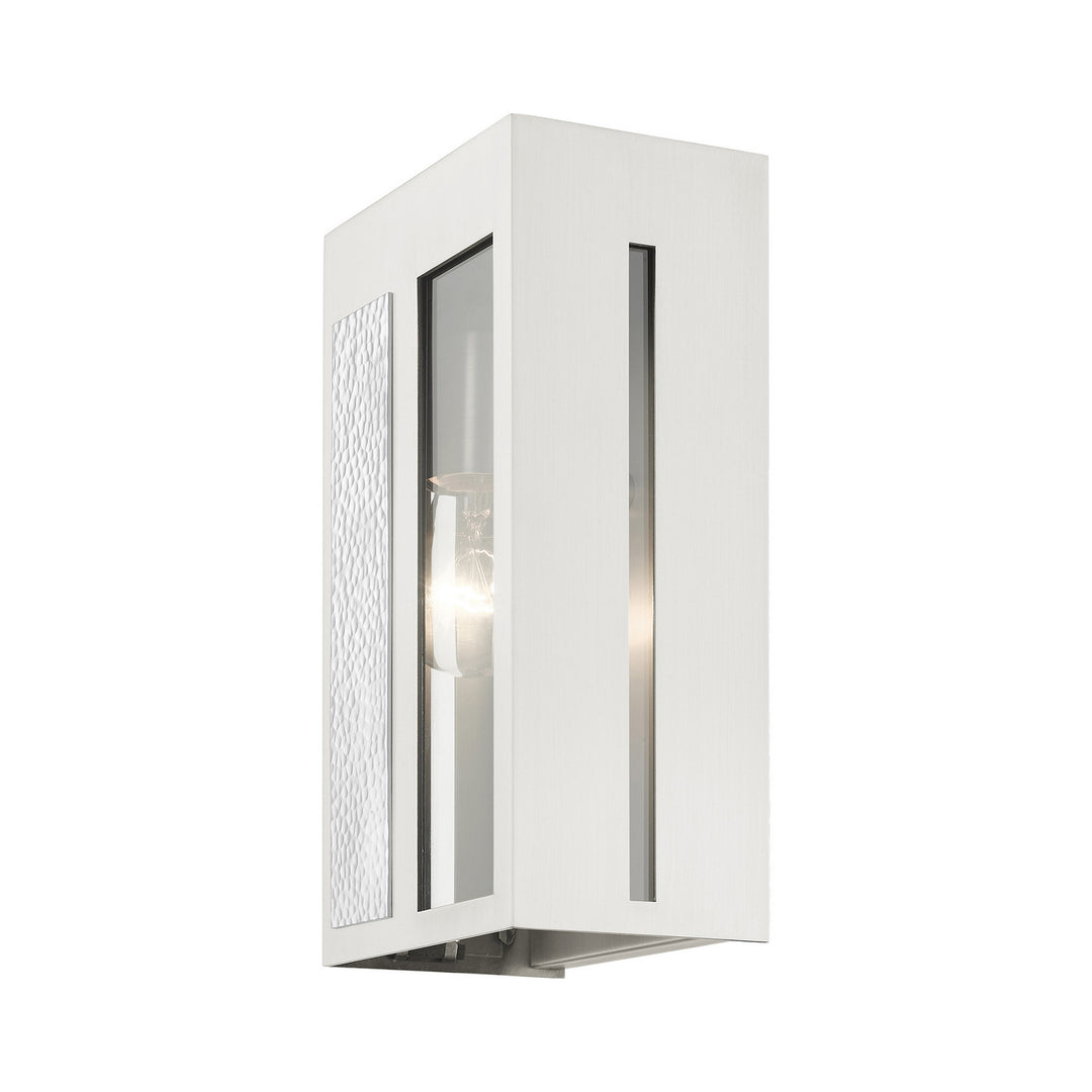 Livex Lighting 27412-91  Lafayette Outdoor Brushed Nickel W/ Hammered Polished Nickel Panels
