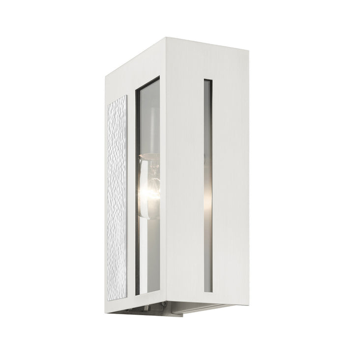 Livex Lighting 27412-91  Lafayette Outdoor Brushed Nickel W/ Hammered Polished Nickel Panels