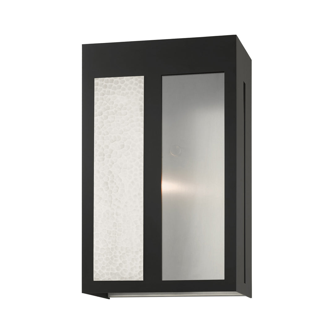 Livex Lighting 27413-04  Lafayette Outdoor Black W/ Hammered Brushed Nickel Panels