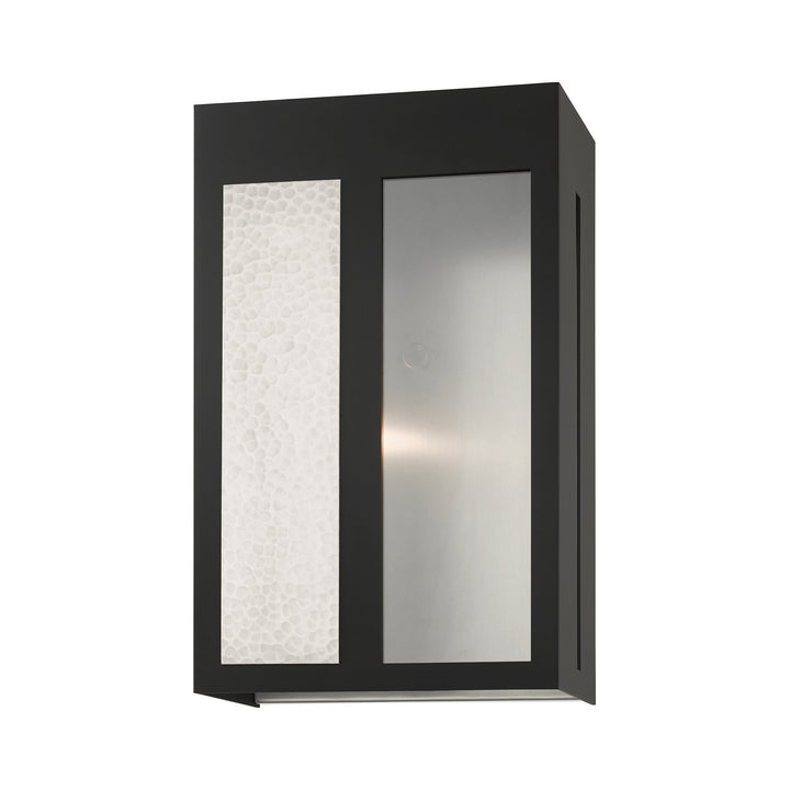 Livex Lighting 27413-04  Lafayette Outdoor Black W/ Hammered Brushed Nickel Panels