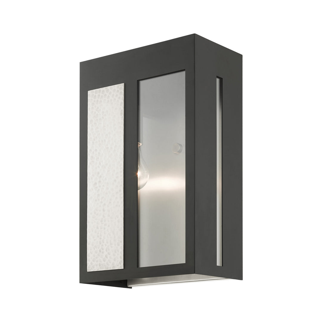 Livex Lighting 27413-04  Lafayette Outdoor Black W/ Hammered Brushed Nickel Panels
