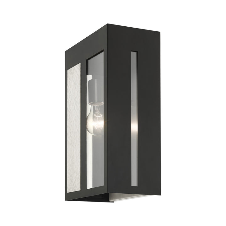 Livex Lighting 27413-04  Lafayette Outdoor Black W/ Hammered Brushed Nickel Panels