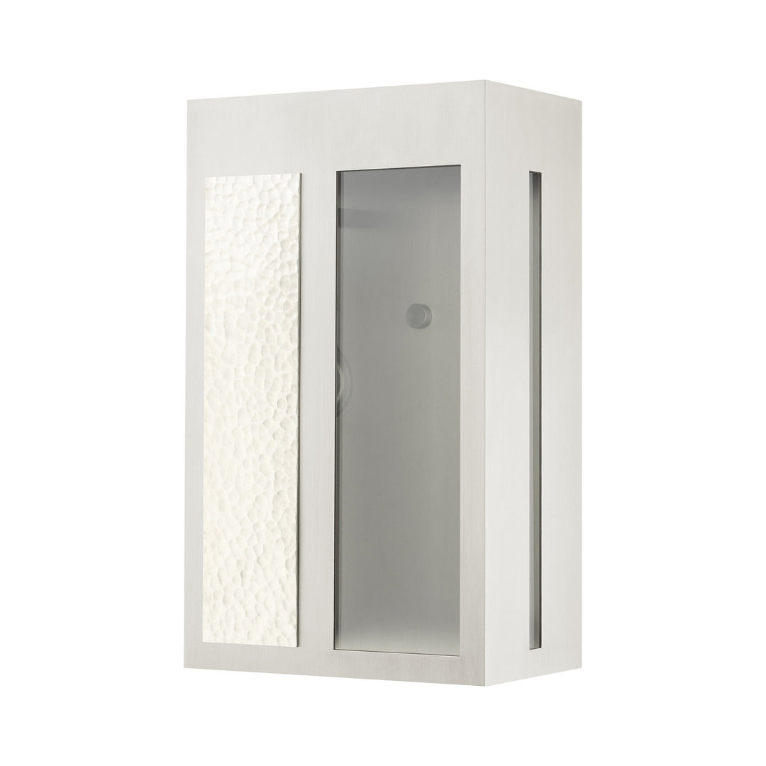 Livex Lighting 27413-91  Lafayette Outdoor Brushed Nickel W/ Hammered Polished Nickel Panels