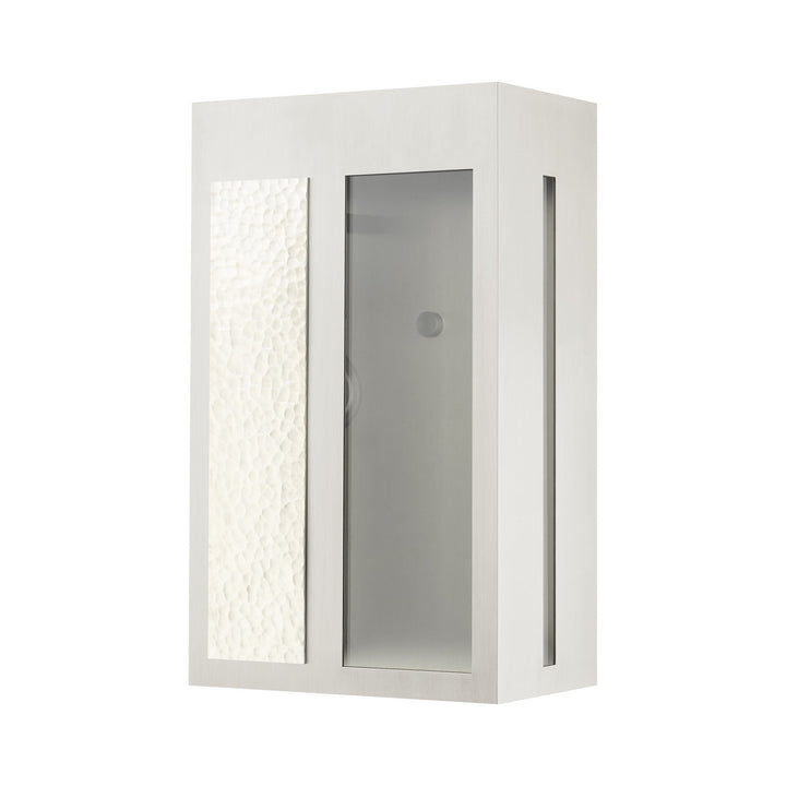 Livex Lighting 27413-91  Lafayette Outdoor Brushed Nickel W/ Hammered Polished Nickel Panels