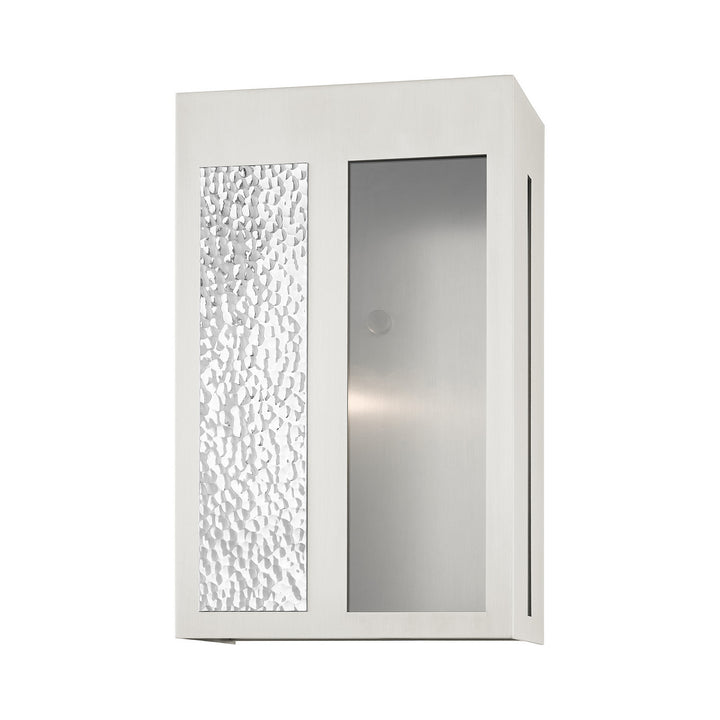 Livex Lighting 27413-91  Lafayette Outdoor Brushed Nickel W/ Hammered Polished Nickel Panels