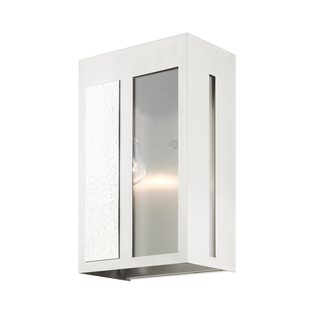 Livex Lighting 27413-91  Lafayette Outdoor Brushed Nickel W/ Hammered Polished Nickel Panels