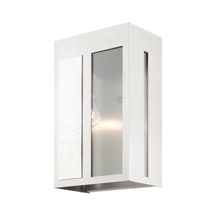 Livex Lighting 27413-91  Lafayette Outdoor Brushed Nickel W/ Hammered Polished Nickel Panels