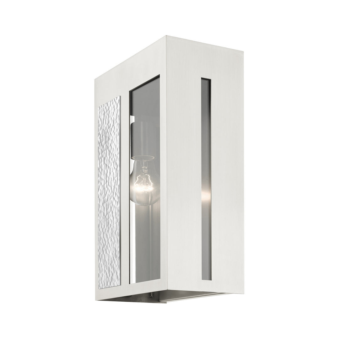 Livex Lighting 27413-91  Lafayette Outdoor Brushed Nickel W/ Hammered Polished Nickel Panels