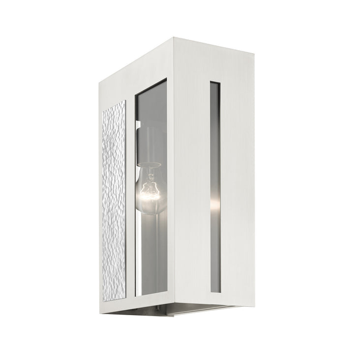 Livex Lighting 27413-91  Lafayette Outdoor Brushed Nickel W/ Hammered Polished Nickel Panels