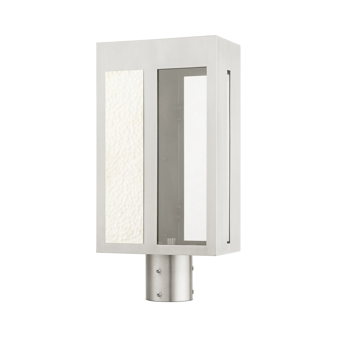 Livex Lighting 27416-91 Modern Lafayette Outdoor Brushed Nickel W/ Hammered Polished Nickel Panels