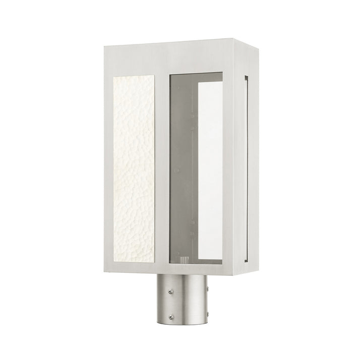 Livex Lighting 27416-91 Modern Lafayette Outdoor Brushed Nickel W/ Hammered Polished Nickel Panels
