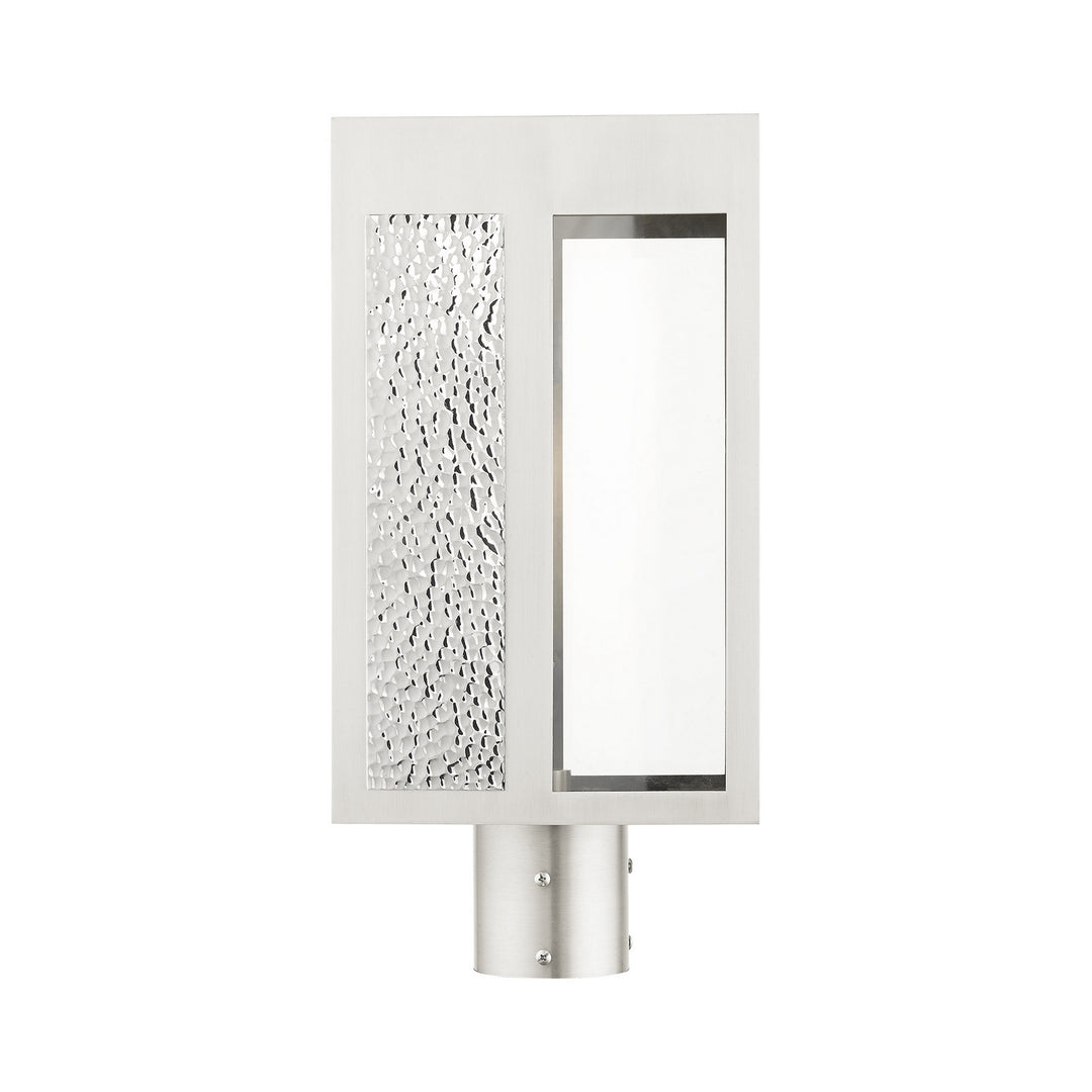 Livex Lighting 27416-91 Modern Lafayette Outdoor Brushed Nickel W/ Hammered Polished Nickel Panels