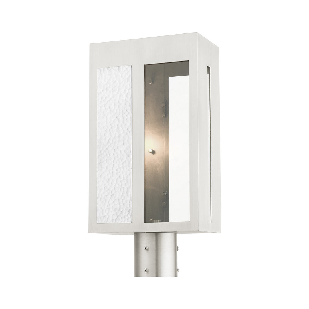 Livex Lighting 27416-91 Modern Lafayette Outdoor Brushed Nickel W/ Hammered Polished Nickel Panels