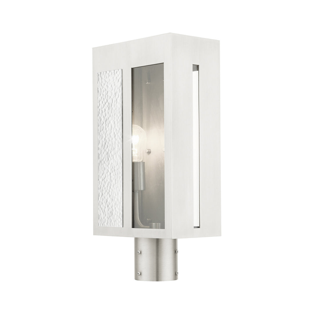 Livex Lighting 27416-91 Modern Lafayette Outdoor Brushed Nickel W/ Hammered Polished Nickel Panels