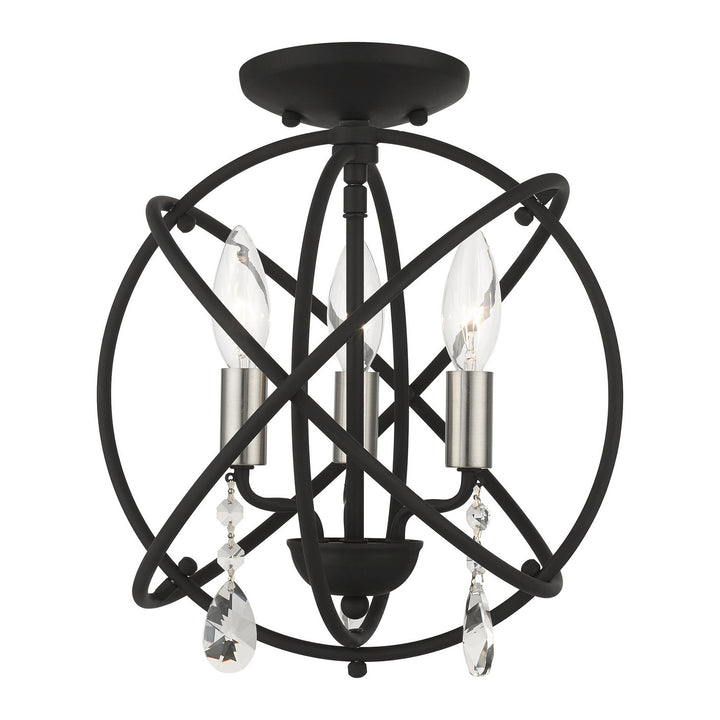 Livex Aria 40903-04 Chandelier Light - Black w/ Satin Nickels