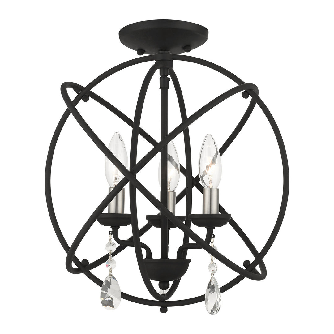 Livex Aria 40904-04 Chandelier Light - Black w/ Satin Nickels