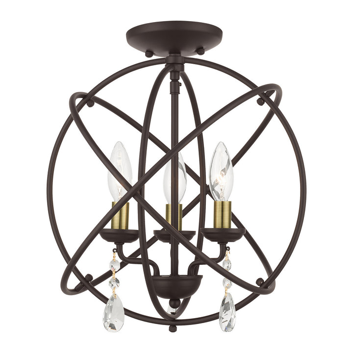 Livex Aria 40904-07 Chandelier Light - Bronze w/ Antique Brasss