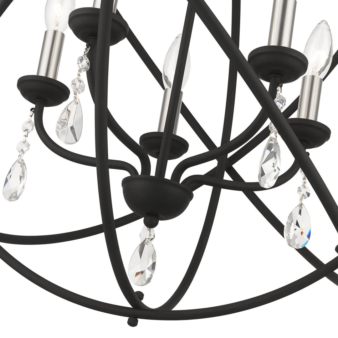 Livex Aria 40905-04 Chandelier Light - Black w/ Satin Nickels