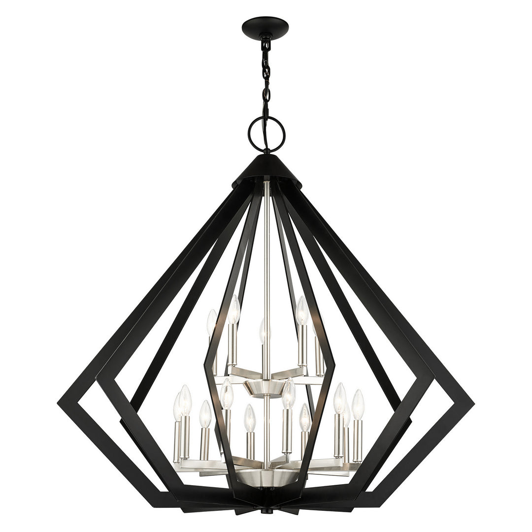 Livex Prism 40928-04 Chandelier Light - Black w/ Brushed Nickel Cluster