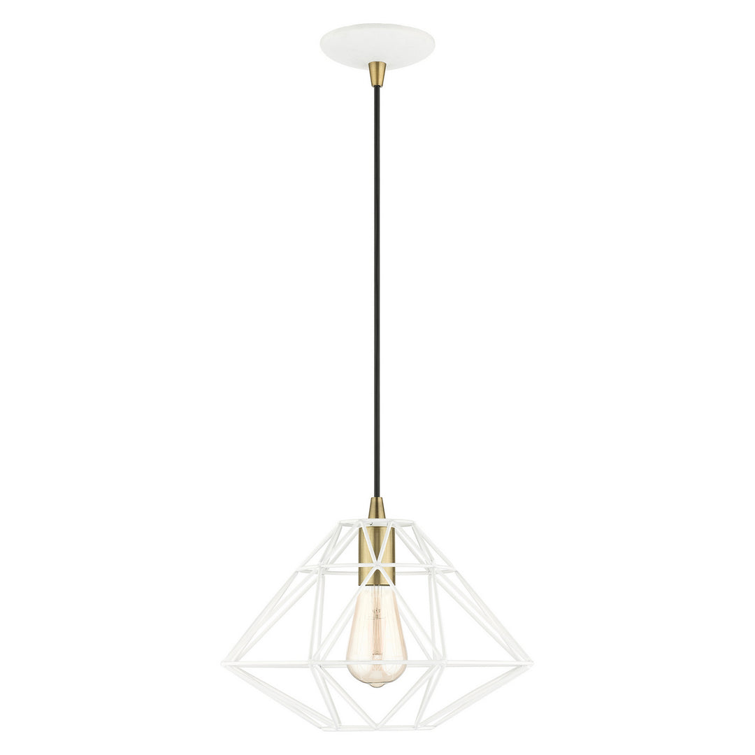 Livex Knox 41323-03 Pendant Light - White w/ Antique Brasss