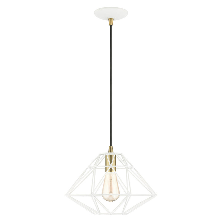 Livex Knox 41323-03 Pendant Light - White w/ Antique Brasss