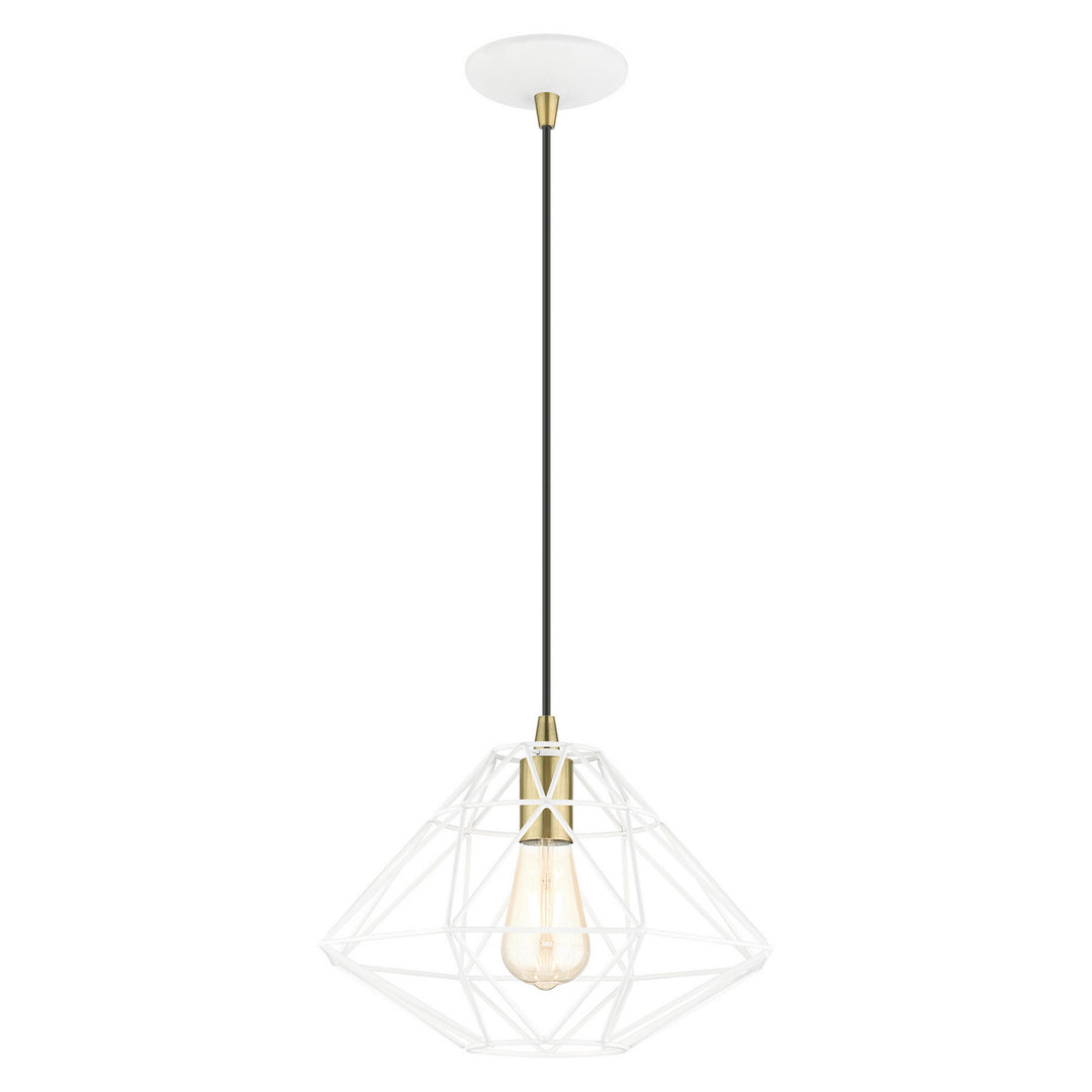 Livex Knox 41323-03 Pendant Light - White w/ Antique Brasss