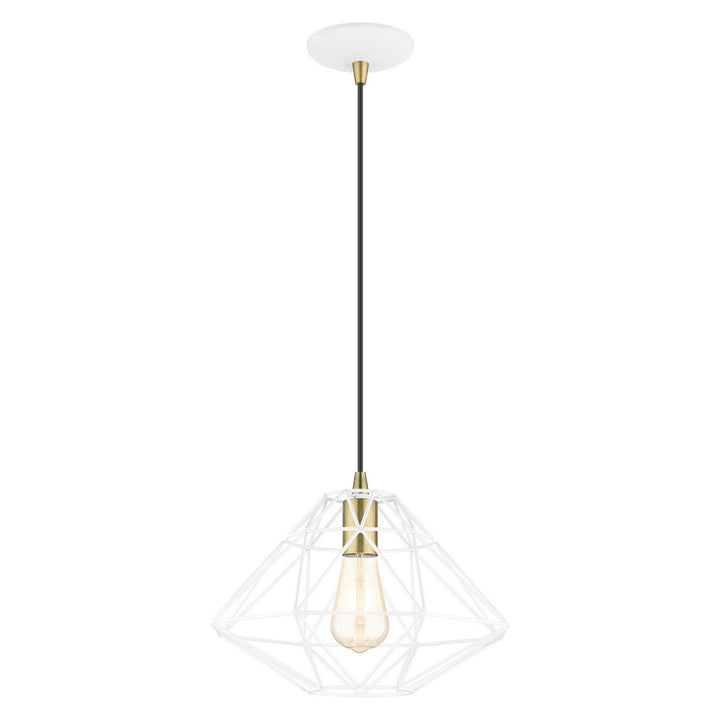 Livex Knox 41323-03 Pendant Light - White w/ Antique Brasss