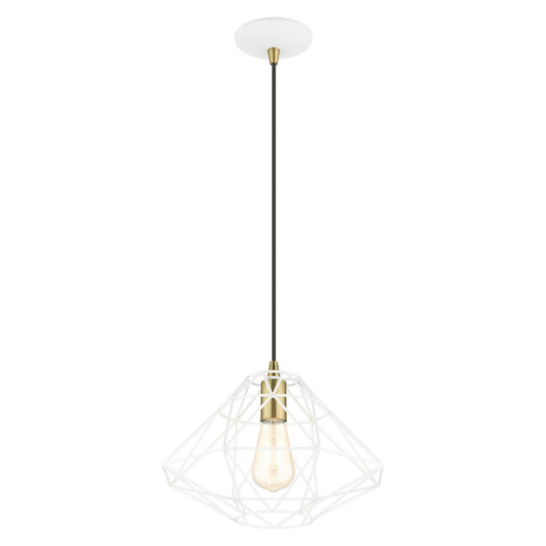 Livex Knox 41323-03 Pendant Light - White w/ Antique Brasss