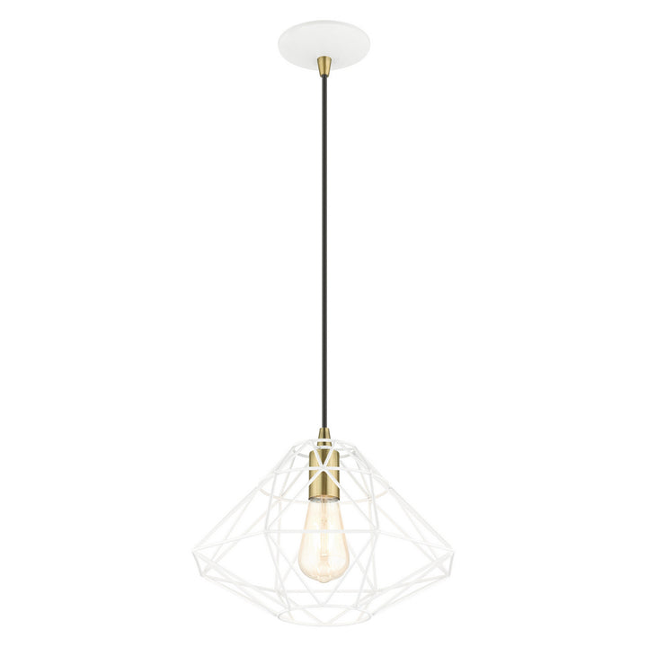 Livex Knox 41323-03 Pendant Light - White w/ Antique Brasss