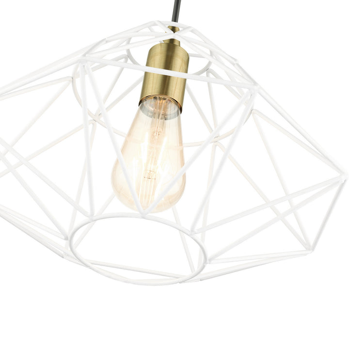 Livex Knox 41323-03 Pendant Light - White w/ Antique Brasss