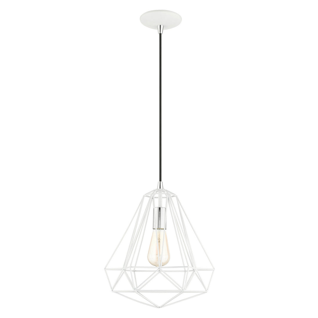 Livex Knox 41324-69 Pendant Light - Shiny White w/ Polished Chromes