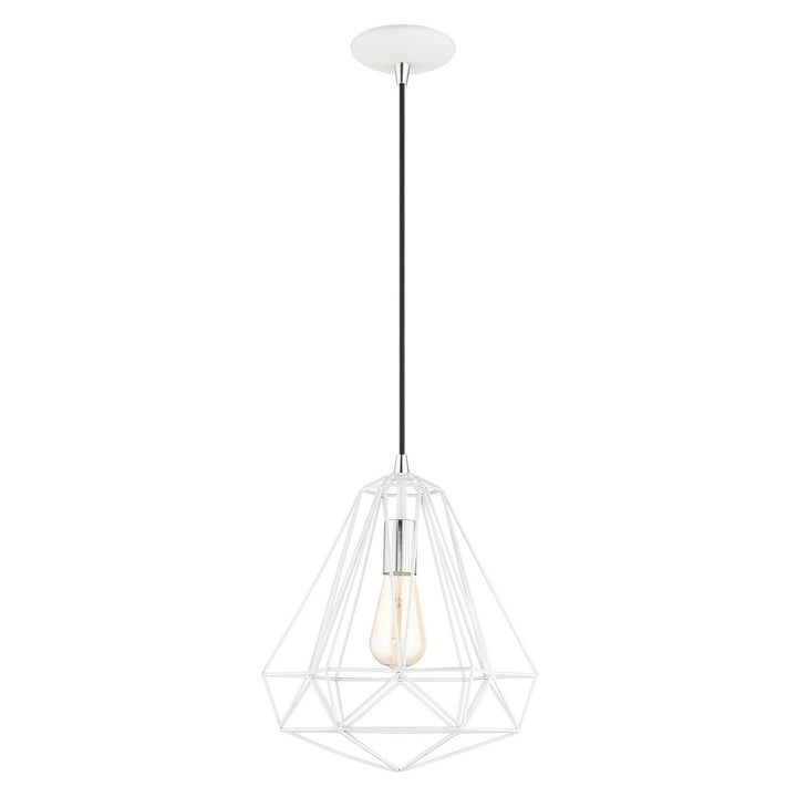 Livex Knox 41324-69 Pendant Light - Shiny White w/ Polished Chromes