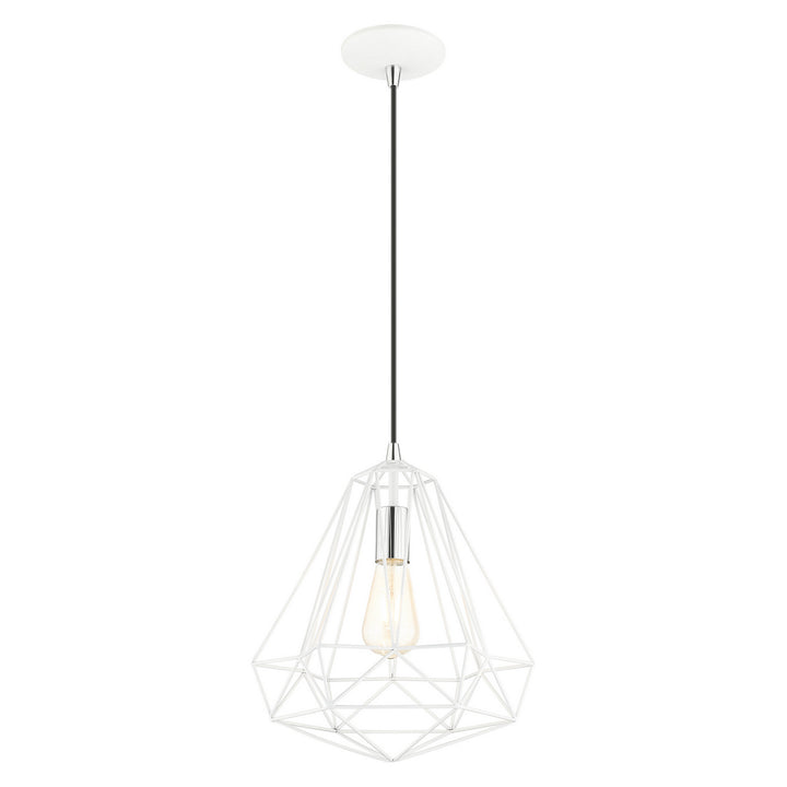 Livex Knox 41324-69 Pendant Light - Shiny White w/ Polished Chromes