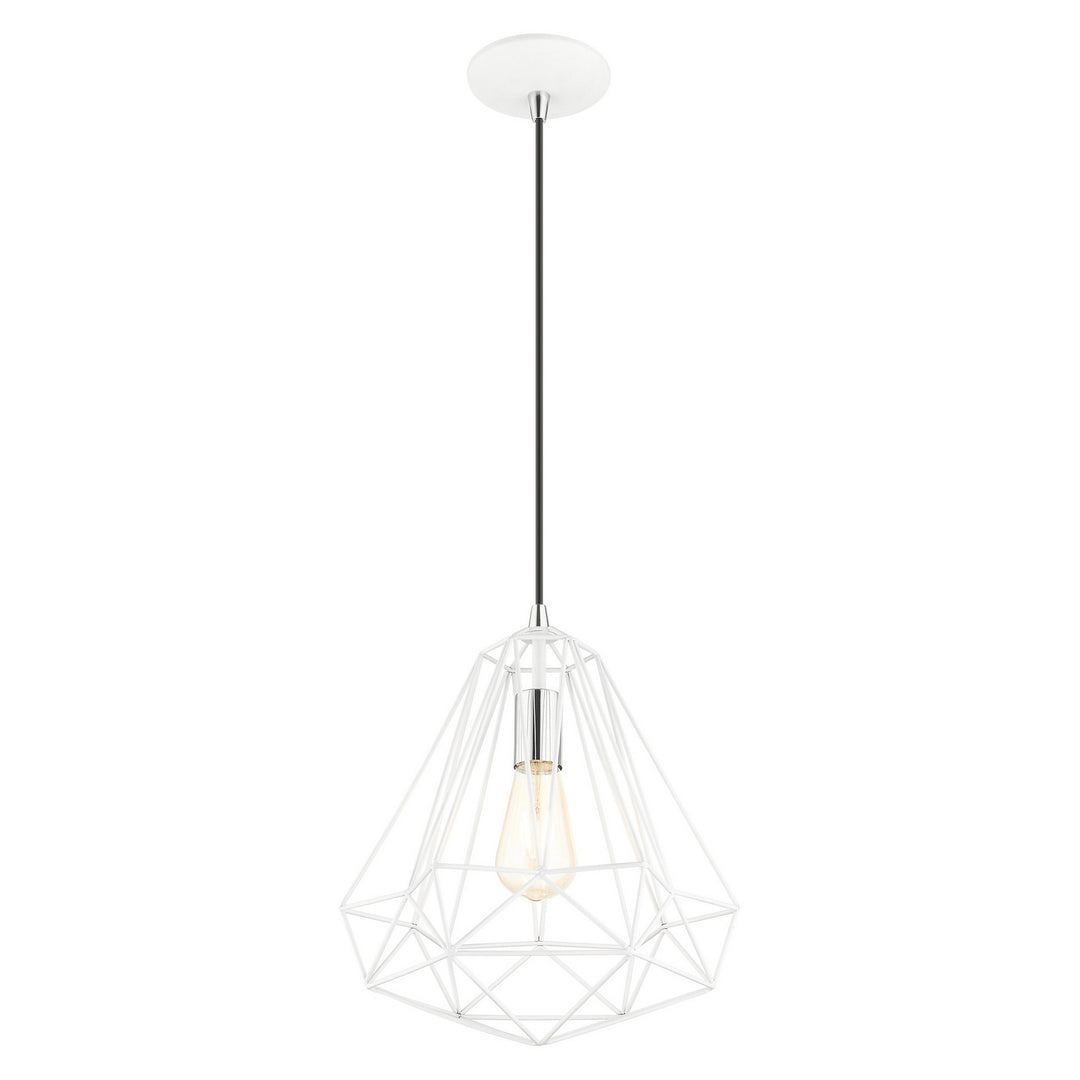 Livex Knox 41324-69 Pendant Light - Shiny White w/ Polished Chromes