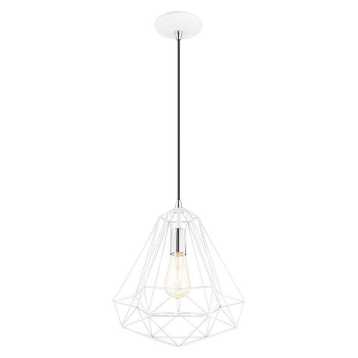 Livex Knox 41324-69 Pendant Light - Shiny White w/ Polished Chromes