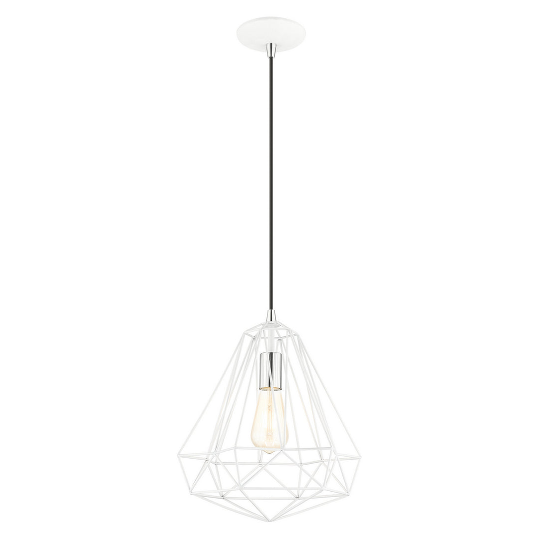 Livex Knox 41324-69 Pendant Light - Shiny White w/ Polished Chromes