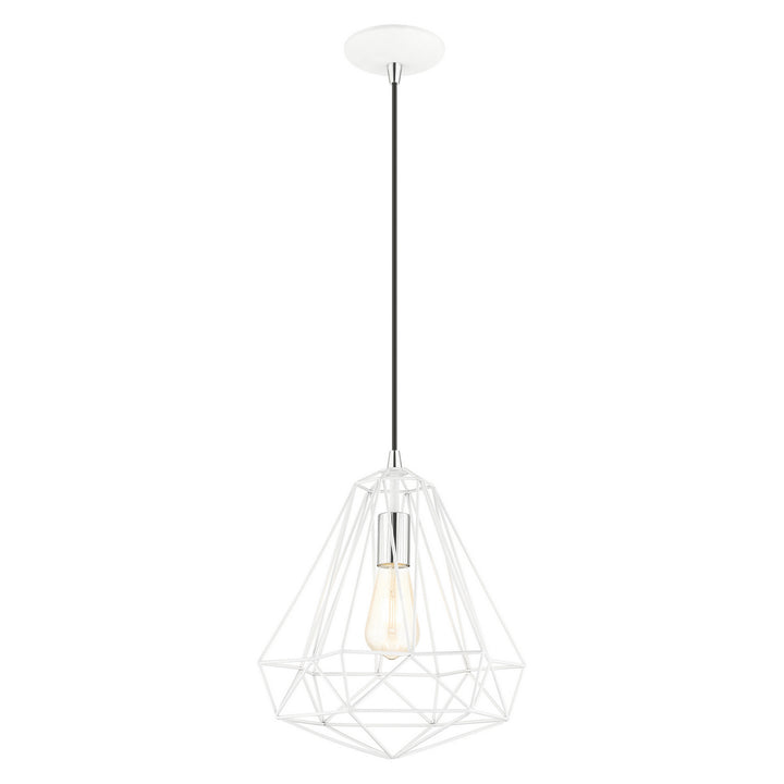 Livex Knox 41324-69 Pendant Light - Shiny White w/ Polished Chromes