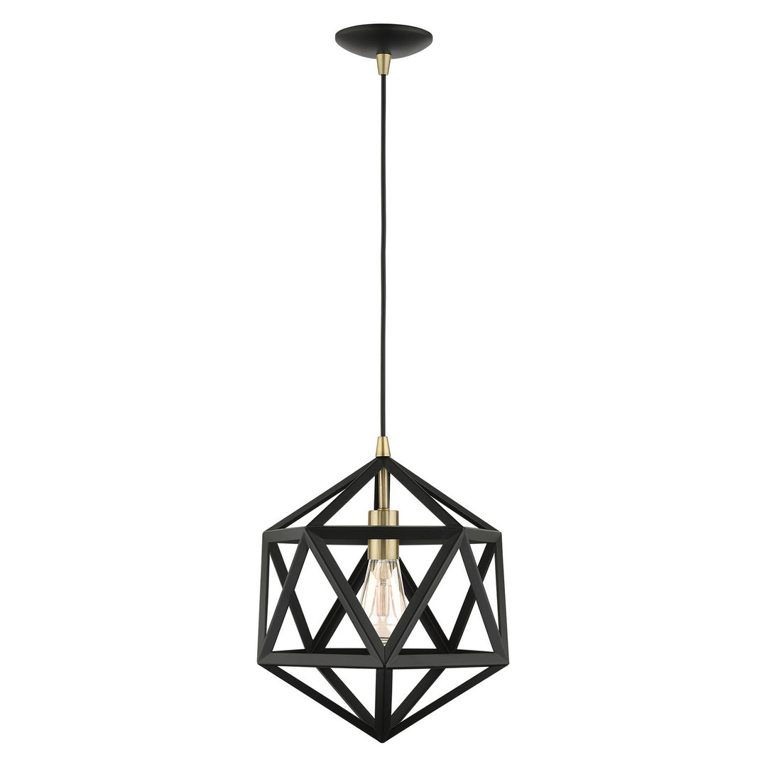 Livex Ashland 41328-14 Pendant Light - Textured Black w/ Antique Brasss