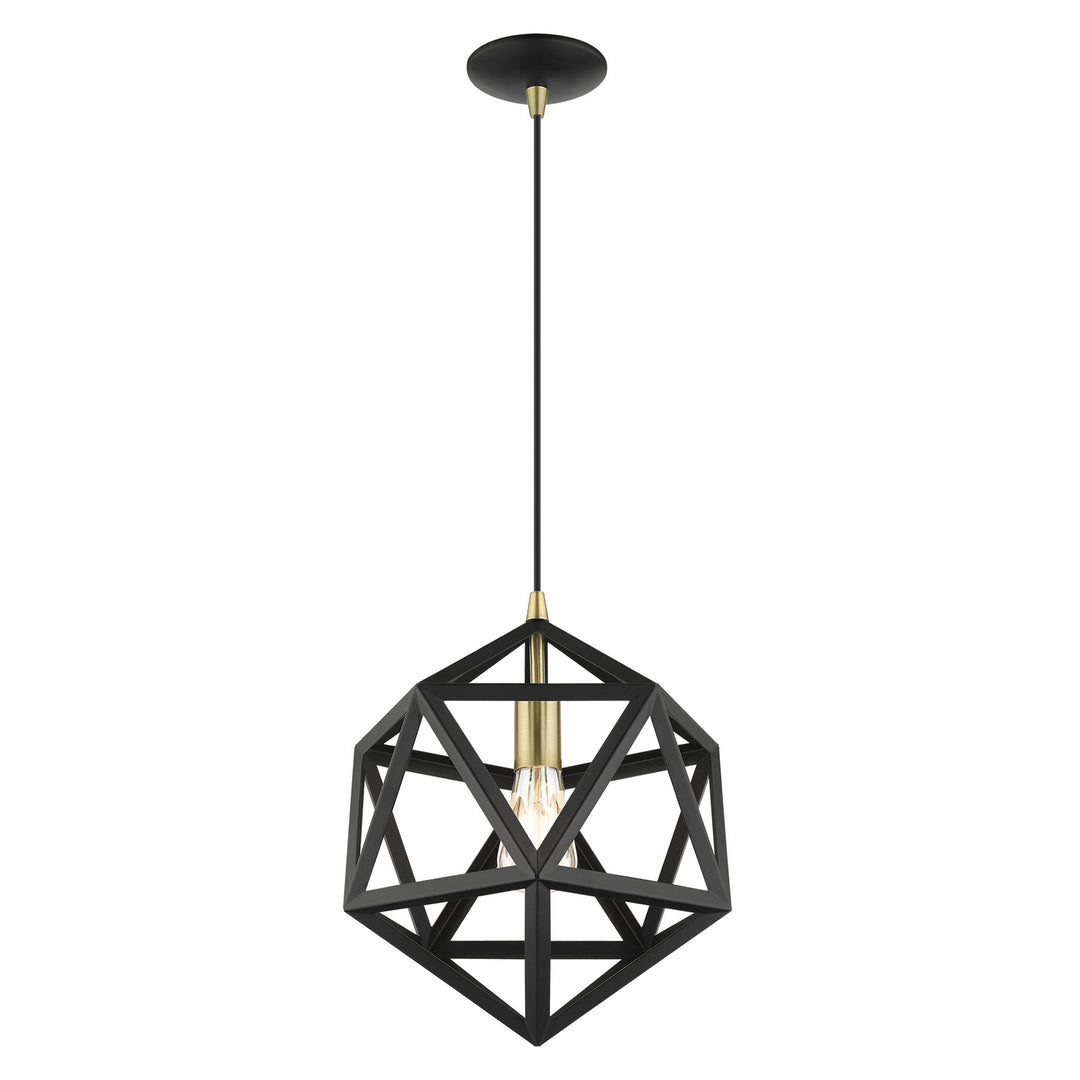 Livex Ashland 41328-14 Pendant Light - Textured Black w/ Antique Brasss