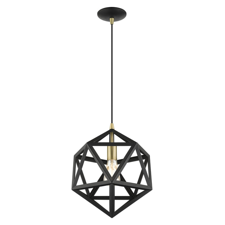 Livex Ashland 41328-14 Pendant Light - Textured Black w/ Antique Brasss