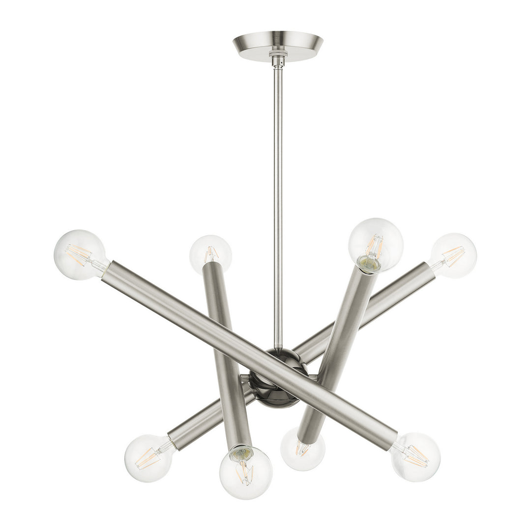 Livex Stafford 45584-91 Chandelier Light - Brushed Nickel w/ Black Chromes