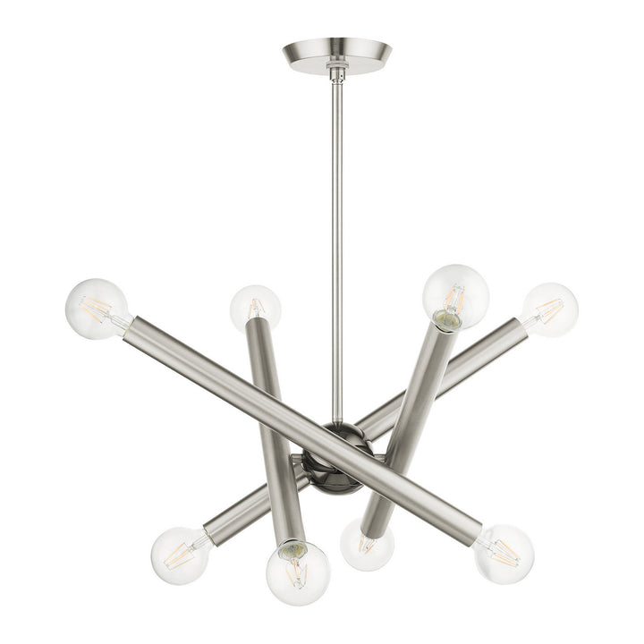 Livex Stafford 45584-91 Chandelier Light - Brushed Nickel w/ Black Chromes