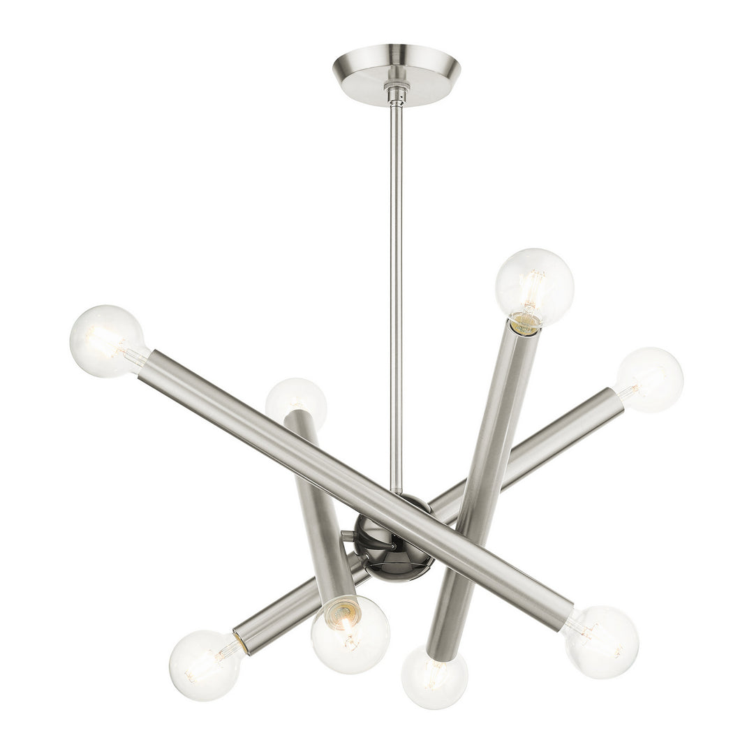 Livex Stafford 45584-91 Chandelier Light - Brushed Nickel w/ Black Chromes
