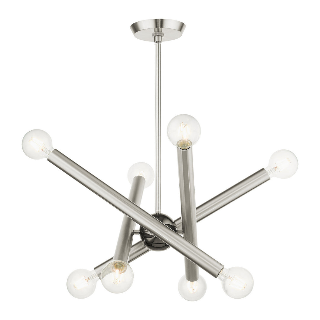 Livex Stafford 45584-91 Chandelier Light - Brushed Nickel w/ Black Chromes
