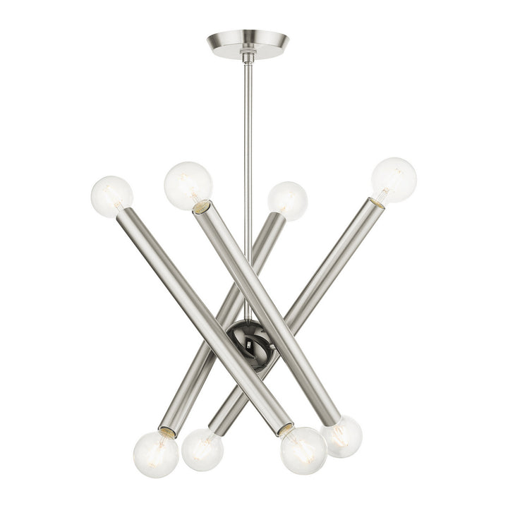 Livex Stafford 45584-91 Chandelier Light - Brushed Nickel w/ Black Chromes