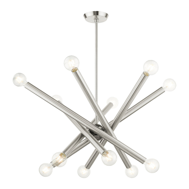Livex Stafford 45586-91 Chandelier Light - Brushed Nickel w/ Black Chromes