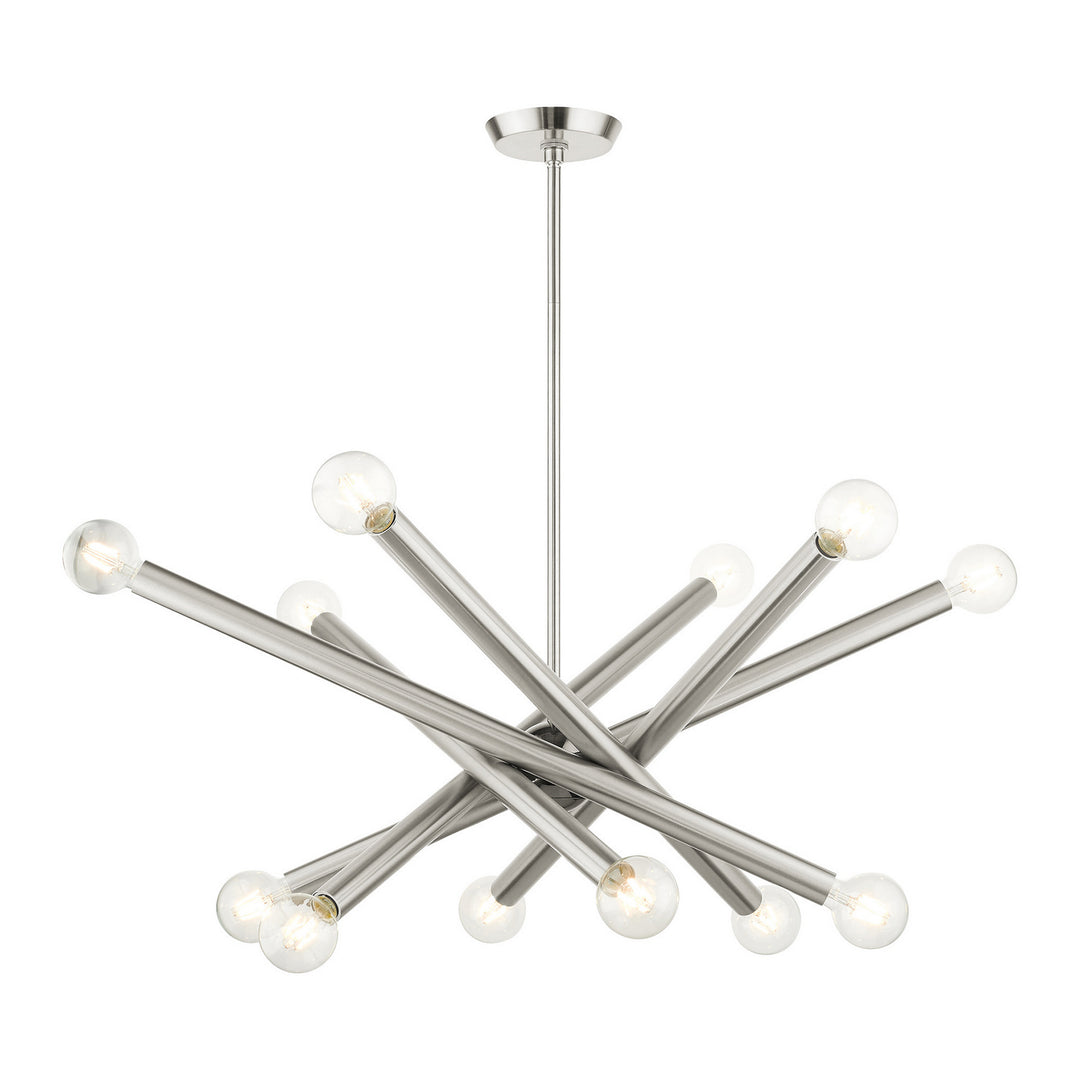 Livex Stafford 45586-91 Chandelier Light - Brushed Nickel w/ Black Chromes