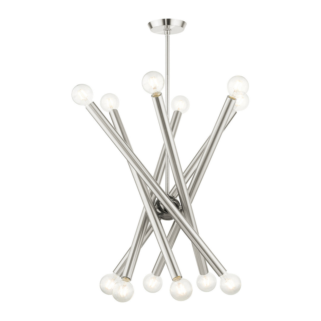 Livex Stafford 45586-91 Chandelier Light - Brushed Nickel w/ Black Chromes