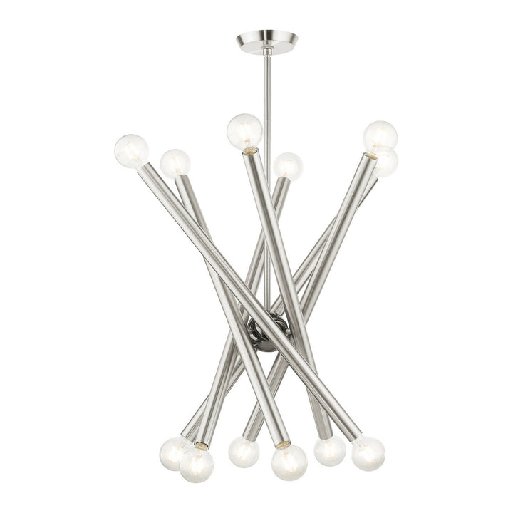 Livex Stafford 45586-91 Chandelier Light - Brushed Nickel w/ Black Chromes